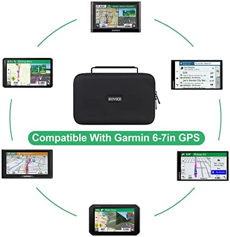 BOVKE Hard GPS Case for 6 -7 Inch Garmin DriveSmart 76/65/61 LMT-S, Garmin Catalyst, Nuvi 2797LMT GPS Navigator System, Extra Space fit Car Charger, Friction Mount, USB Cable, Black + Inside Black