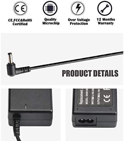 19V Power AC Adapter for HP-Pavilion 20" 21.5" 23" 23.8" 25" 27" IPS LED HD Display Monitor Series 27 27xw 27xi 27er 23es 27es 25 24ea 25xw 25bw 25xi 22cwa 23xi 23bw 20xi Power Cord Charger