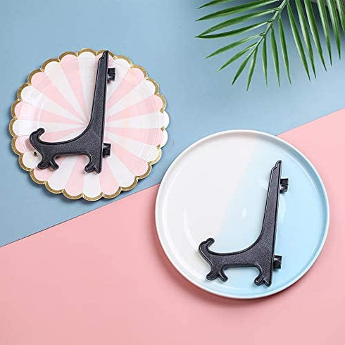 artliving 6inch Black 12pcs/Set Plastic Easels Plate Display Stands Picture Frame Stand Holder