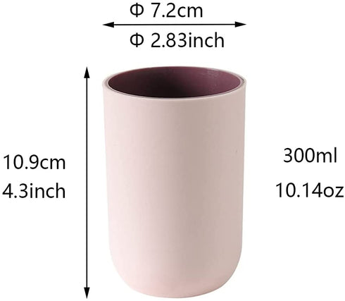 RabyLeo Cup 10.5oz, Unbreakable Reusable Drinking Cups Set of 2 Colors, Plastic Toothbrush Cup Tumbler 300ml, Dishwasher Safe (Light pink & Light gray)