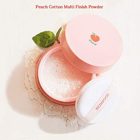 SKINFOOD Peach Cotton Multi Finish Powder 15g - Korean Peach Extract & Calamin Sebum Control Face Powder - Silky Setting Powder - Setting Powder for Oily Skin - Sweet Peach Scent for Soft Skin
