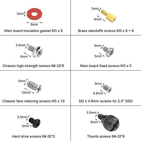 Powlankou PC Computer Screws Standoffs Kit for Hard Drive Computer Case Motherboard Fan Power Graphics