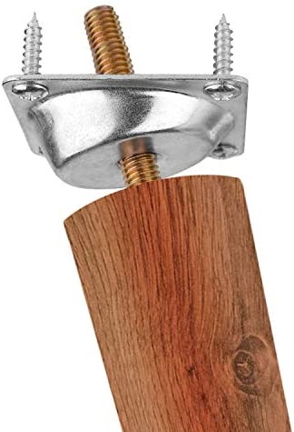 14 Degree Angled Leg Mounting Plates Furniture Table Leg Attachment Plates Brackets T-Plate M8 Sofa Legs with Hanger Bolts,Converters, Screws,Full Set of 4