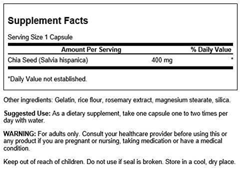 Swanson Full Spectrum Chia Seed 400 Milligrams 60 Capsules
