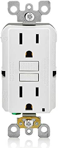 Leviton GFNT1-W Self-Test SmartlockPro Slim GFCI Non-Tamper-Resistant Receptacle with LED Indicator, Wallplate Included, 15-Amp, White