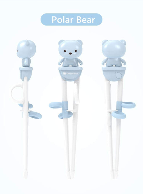 Goryeo Baby Training Chopsticks for Kids - Kids Chopsticks Use Completely Harmless Material - Anti-dislocation Buckle Design - Includes Portable Box (Blue)
