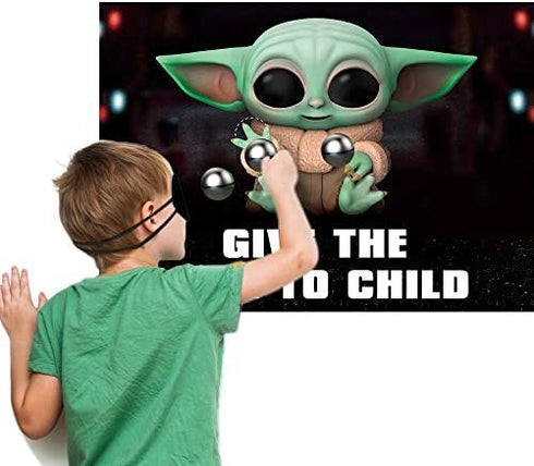 Baby Yoda Galaxy Wars Party Supplies,Pin The Balls on The Baby,Give The Balls to Child ,Outer Space Party Games,Large Poster with 24PCS Balls Stickers for Kid's Party Game