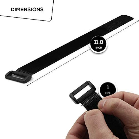 Reusable Cinch Straps 1”x 12”- Premium Multipurpose Quality Hook and Loop Safety Straps (15 Pack) (12 inch)