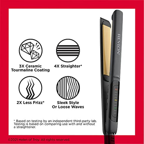 Revlon Smooth Brilliance Ceramic Hair Flat Iron | Smooth Glide and Ultra-Sleek Sylas, (1 in)