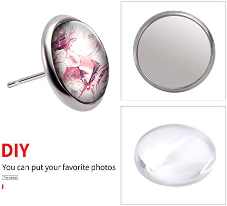 Aylifu Earring Cabochon Settings,Include 40pcs 12mm Stud Earring Cabochon Post Cup Blank Earring Bezel with 40pcs Glass Dome Cabochons and 40pcs Clear Earring Backs for Jewellery Making