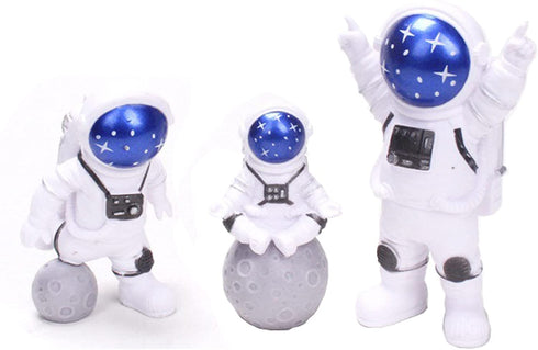 LUOZZY 3Pcs Astronaut Figurines Cake Topper Outer Space Cake Decoration Spaceman Model Display Miniature Astronaut Toys Set (Star)
