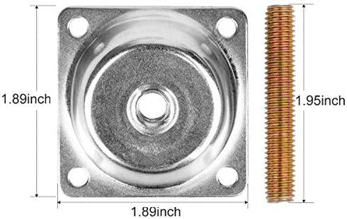 14 Degree Angled Leg Mounting Plates Furniture Table Leg Attachment Plates Brackets T-Plate M8 Sofa Legs with Hanger Bolts,Converters, Screws,Full Set of 4