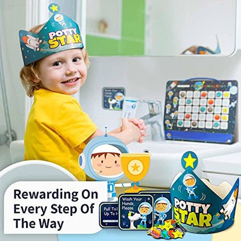 Putska Space Potty Training Chart for Toddlers Boys & Girls - Potty training stickers for girls potty training toilet and boys. A sticker chart for kids potty training rewards. Toddlers Potty chart
