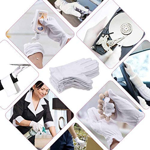 100 Percent Cotton Gloves for Dry Hands Eczema, Selizo 10 Pairs White Cotton Gloves for Women Dry Hands Moisturizing Cosmetic Sensitive Irritated Skin Spa