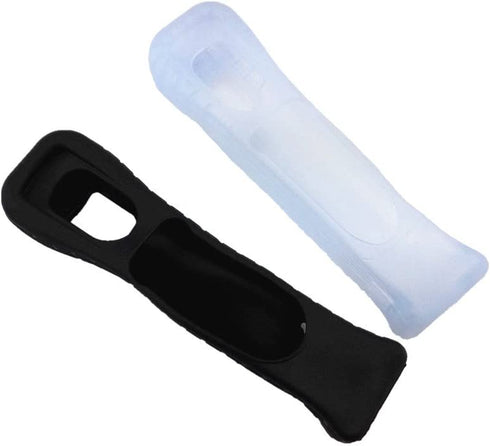 yueton 2pcs Black and White Replacement Extended Silicone Protective Skin Case Cover for Nintendo Wii Motion Plus Remote Controller