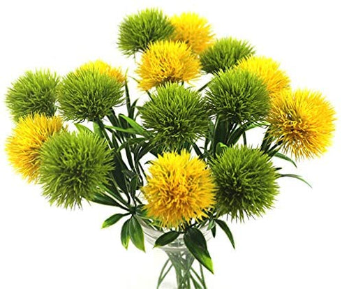 Yalulu 10 Pcs Dandelion Artificial Flowers Plants Bouquet Plastic Flower for Home Decoration/Wedding Decor (Green)