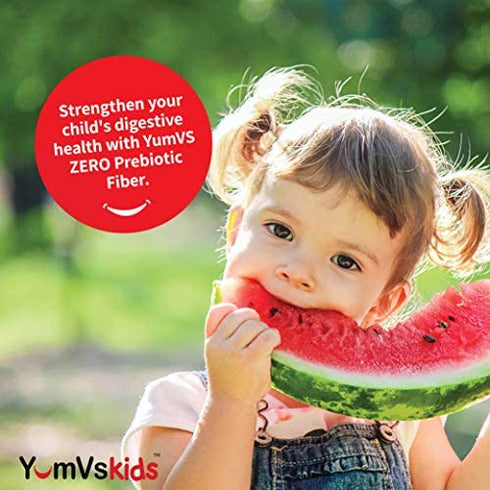 Prebiotic Fiber Zero Gummies for Kids by YumVs | Keto Sugar Free Gummy Chews for Toddlers |4g Fiber for Children Constipation Support | Natural Kosher Halal Berry Chewable 70 Count