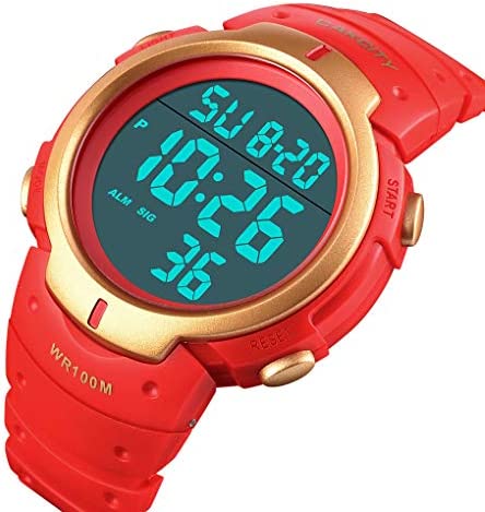 CakCity Mens Digital Sport Military Watches for Men Waterproof 100M with Alarm Stopwatch LED Large Display