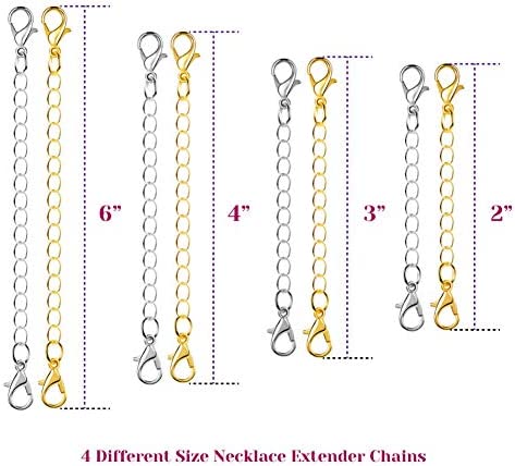 Paxcoo 12Pcs Chain Extender Jewelry Necklace Lobster Clasps and Closures for Necklace Bracelet Jewelry Making Supplies