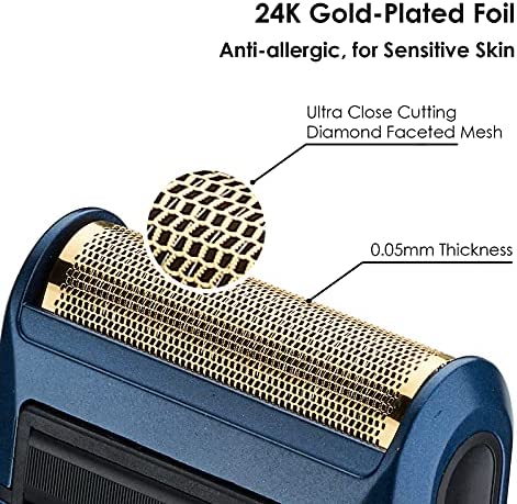 Styleader Aluminum Foil Shaver, with 24K Gold Coated Foil Blade and Popup Beard Trimmer, Rechargeable Electric Razor for Men - Blue