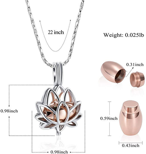 Imrsanl Cremation Jewelry for Ashes - Lotus Flower Ashes Pendant Necklace with Mini Keepsake Urn Memorial Ash Jewelry