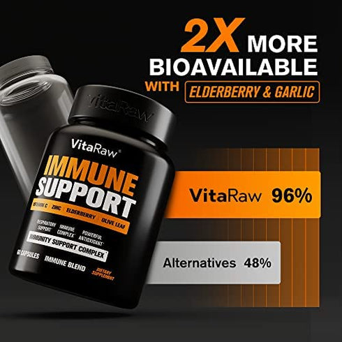 ?????????? Immune Support Vitamins - Elderberry with Zinc, Vitamin C, and Garlic for Adults - Sambucus Black Elderberry Capsules & Echinacea Immunity Renewal Complex - Powerful 10 in 1 Immune Defense
