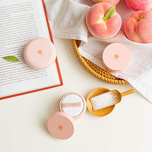 SKINFOOD Peach Cotton Multi Finish Powder 15g - Korean Peach Extract & Calamin Sebum Control Face Powder - Silky Setting Powder - Setting Powder for Oily Skin - Sweet Peach Scent for Soft Skin