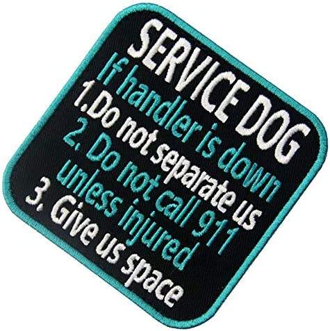 Service Dog If Handler is Down Vests/Harnesses Emblem Embroidered Fastener Hook & Loop Patch