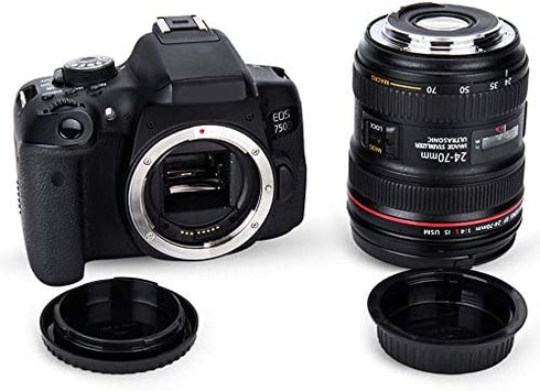 2 Pack JJC Body Cap Cover and Rear Lens Cap Kit for Canon EOS Rebel T6 T7 T5 T4i T5i T6i T6s T7i T8i SL1 SL2 SL3 60D 70D 77D 80D 90D 5D Mark II III IV 6D 7D & More Canon DSLR Camera with EF EF-S Lens