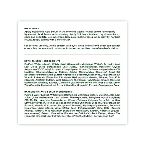 Tree of Life Firming Retinol Serum and Hydrating Hyaluronic Acid, Set to Glow Facial Serum Duo, 2 Count x 1 Fl Oz