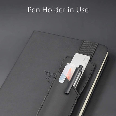 Adjustable Elastic Band Pen Holder, Pencil Holder, Pen Sleeve Pouch for Hardcover Journals, Notebooks, Planners, Fits Notebooks from 8" to 11€? in Height, Hold 2 or 3 Pens, PU Leather, Detachable.