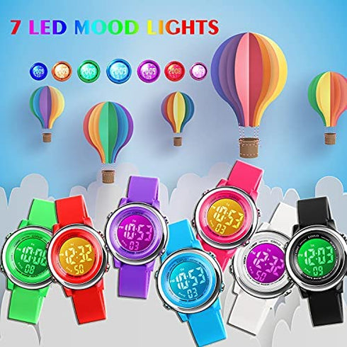 Kids Digital Sport Waterproof Watch for Girls Boys, Kid Sports Outdoor LED Electrical Watches with Luminous Alarm Stopwatch Child Wristwatch