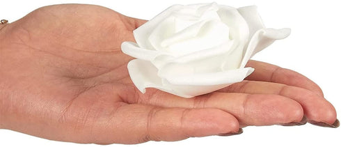Stemless Artificial Rose Flower Heads for Weddings, Decor, DIY (3 in, White, 100 Pack)