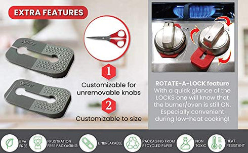Vadiff Silicone Gas Stove Child Safety Knob Locks | Oven Knob Guard (5 Pk) (Blue) …