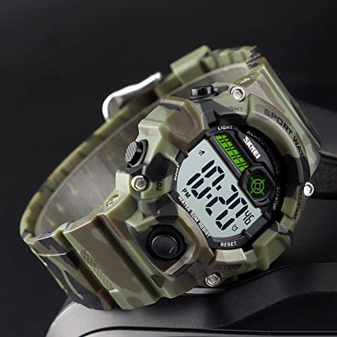 CakCity Boys Camouflage LED Sports Kids Watch Waterproof Digital Electronic Military Wrist Watches for Kids with Silicone Band Alarm Stopwatch Watches Age 5-10