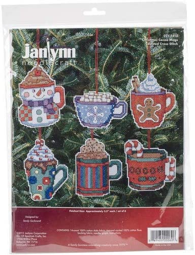 Janlynn Counted Cross Stitch Kit, Coca Mug Ornaments