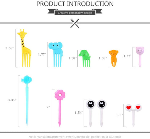 86 Pcs Animal Food Picks for Kids, Fun Bento Picks, Cute Cartoon Animal Fruit Food Toothpicks, Lunch Bento Box Picks for Toddler