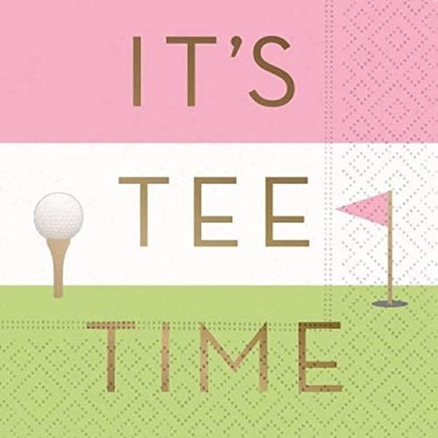 It's Tee Time Cocktail Napkins - Fun Golf Design, Party Supplies, 16 Beverage Napkins