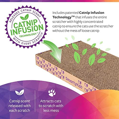 SmartyKat Scratch Up Corrugated Hanging Cat Scratcher, Catnip Infusion Technology - Brown, Single Wide