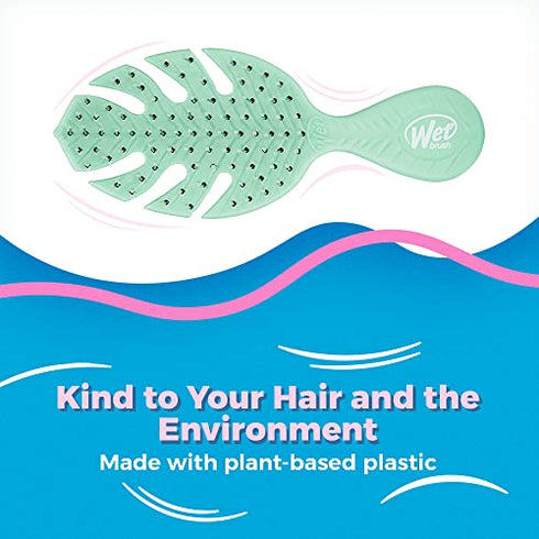 Wet Brush Go Green Mini Detangler, Green - Detangling Travel Hair Brush - Ultra-Soft IntelliFlex Bristles Glide Through Tangles & Gently Loosens Knots While Minimizing Pain, Split Ends & Breakage