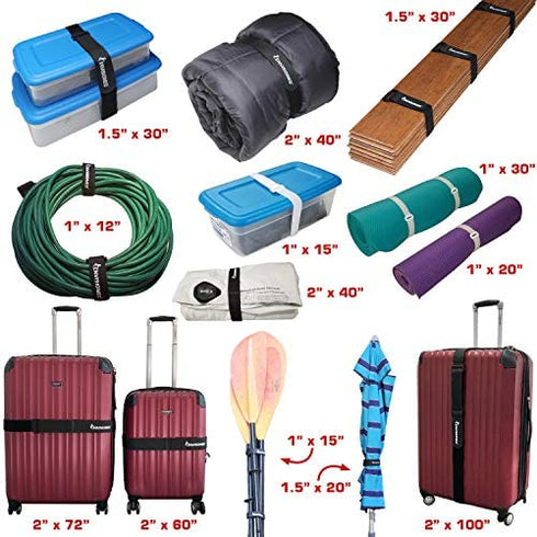 Reusable Cinch Straps 2" x 60" - 6 Pack, Multipurpose Strong Gripping, Quality Hook and Loop Securing Straps (Black)