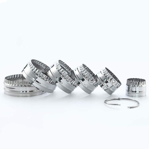 SurgeHai Fluted Cookie Cutters- Round Biscuit Cutters Set of 6 Pieces, Double Sided Fluted and Plain Edge Cookie Cutters, Stainless Steel