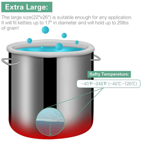 Bellamei Brew Bags Reusable 2 Pack 250 Micron Fine Mesh Bag for Fruit Cider Apple Grape Wine Press Drawstring Straining Brew in a Bag (2 pack-22"—26")