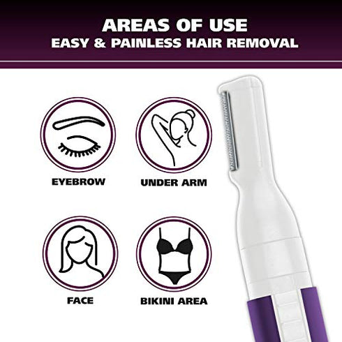 Wahl Clean & Confident Female Battery Pen Trimmer & Detailer with Rinseable Blades for Eyebrows, Facial Hair, & Bikini Lines - Hygienic Grooming & Easy Cleaning with Battery Included - Model 5640-100