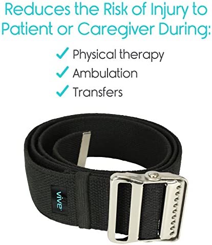 Vive Gait Belt (60 Inch) - Transfer Assist Device for Seniors, Elderly, Bariatric, Occupational and Physical Therapy - Medical Nursing Safety