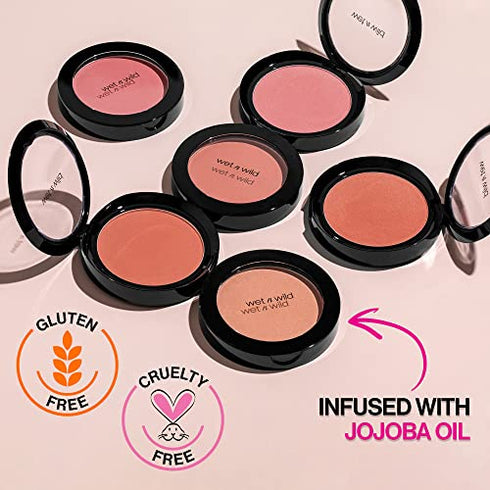 Wet n Wild Color Icon Blush Powder Makeup, Pearlescent Pink | Matte Natural Glow | Moisturizing Jojoba Oil