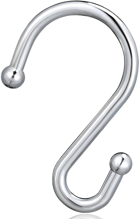 Silver Shower Curtain Hooks,Rust Proof Shower Curtain Rings for Bathroom,Set of 12 CHICTIE Chrome S Shaped Decorative Shower Curtain Hooks Hangers for Bathroom Curtains,Clothing, Towels, etc