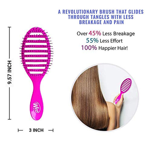 Wet Brush Speed Dry Detangler (Pink)- Ergonomic, Heat Flex Bristles, Blow Dry, Detangling Knots, Snag-Free, Anti-Static Brush for All Hair Type
