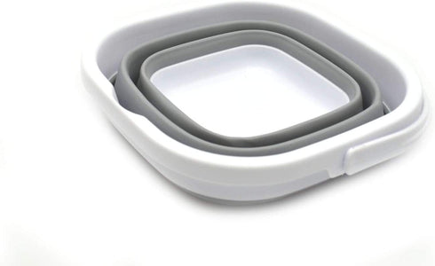 SAMMART 2.6L (0.68 Gallon) Super Mini Sqare Collapsible Plastic Bucket - Foldable Square Tub - Portable Fishing Water Pail - Space Saving Outdoor Waterpot (1, Grey)