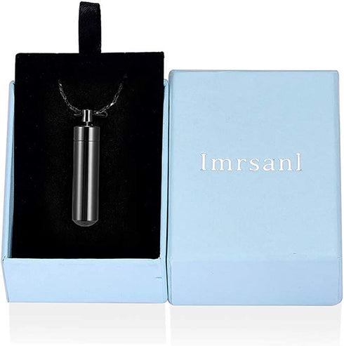 Imrsanl Cremation Jewelry for Ashes Pendant Urn Necklace Cylinder with Glass Vial Keepsake Ashes Memorial Jewelry